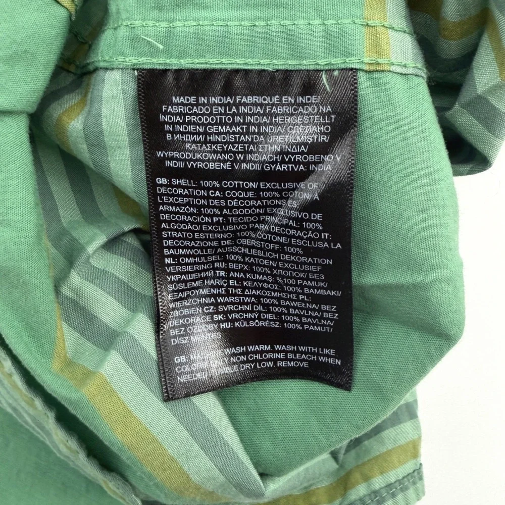 The North Face Shirt Mens L Green Striped Short Sleeve Hiking Pocket Gorpcore